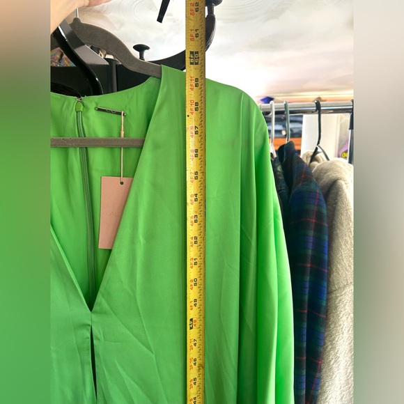 Alexis Luxe Chartreuse Satin Bell Sleeve Maxi Statement Dress | Slit | NWT | S - Picture 8 of 8